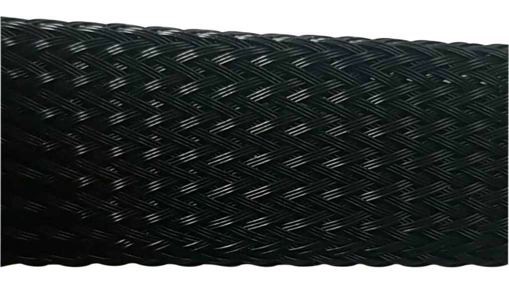 Braided Cable Sleeves 18 ... 35mm PET Black, Reel of 200 meter